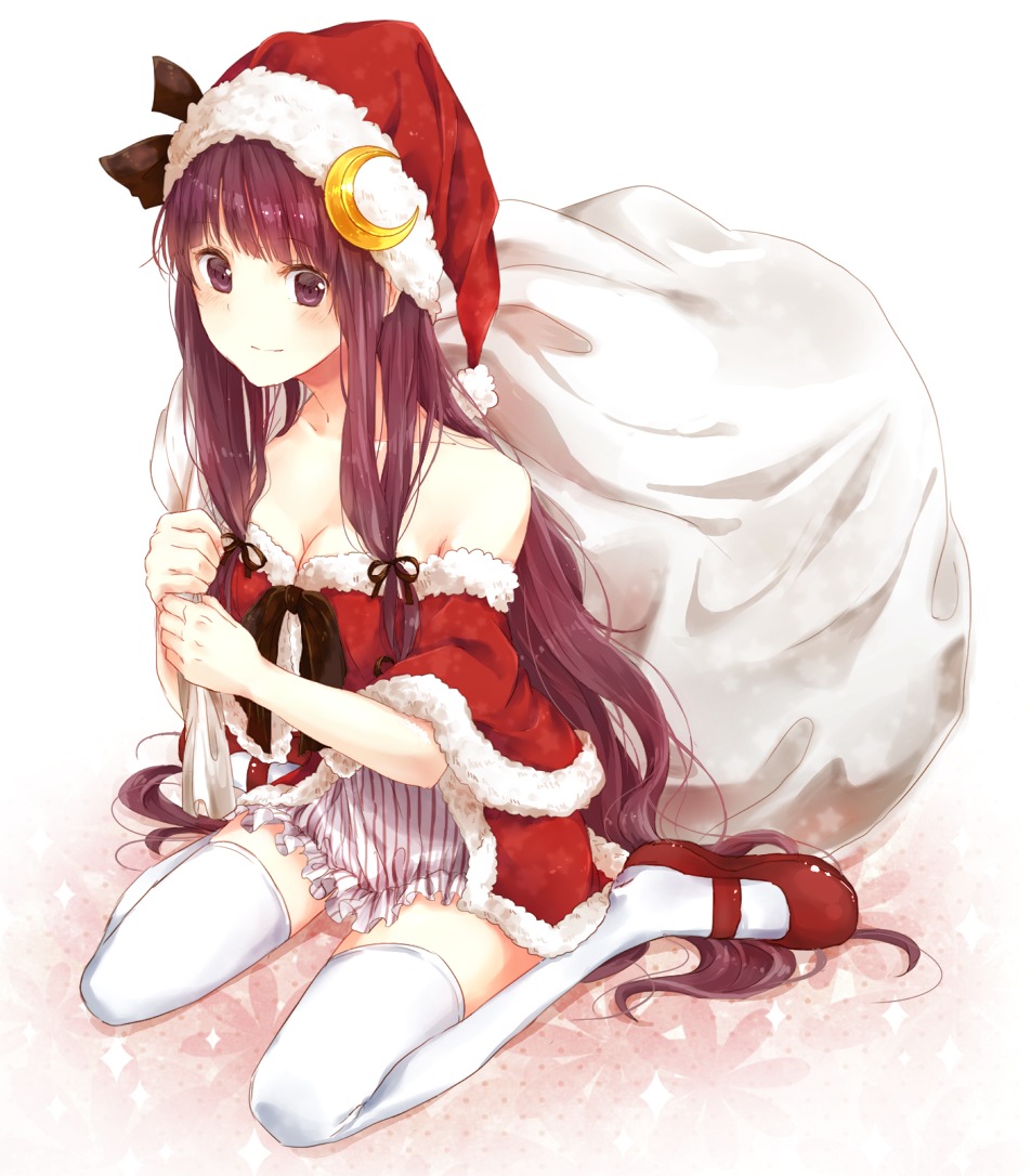 817nono, christmas, patchouli_knowledge, thighhighs, touhou