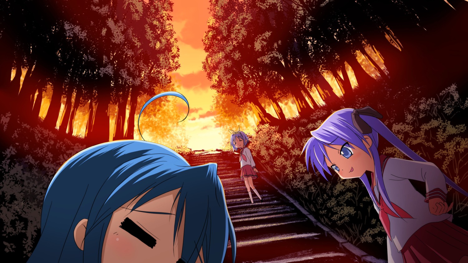 108, hiiragi_kagami, hiiragi_tsukasa, izumi_konata, jpeg_artifacts, lucky_star
