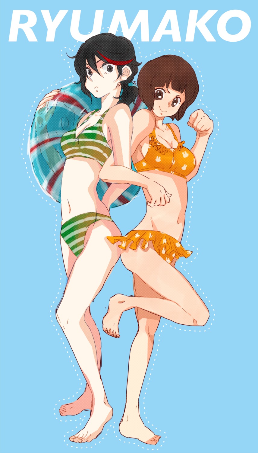 bikini, cleavage, jil_(artist), kill_la_kill, mankanshoku_mako, matoi_ryuuko, swimsuits