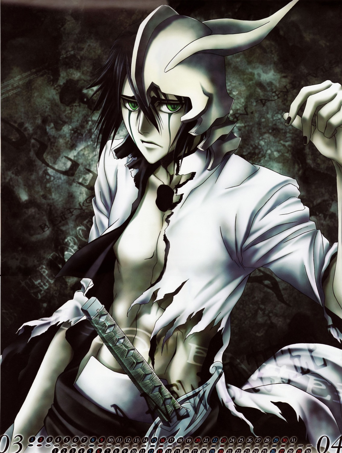 bleach, calendar, male, ulquiorra_schiffer
