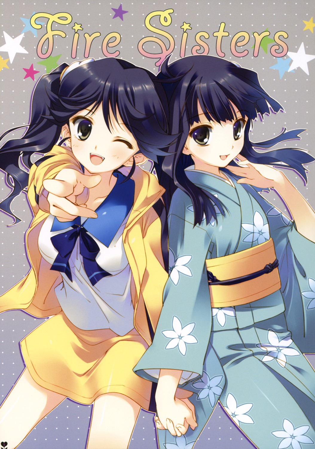 araragi_karen, araragi_tsukihi, bakemonogatari, monogatari_(series), santa_matsuri, seifuku, yukata