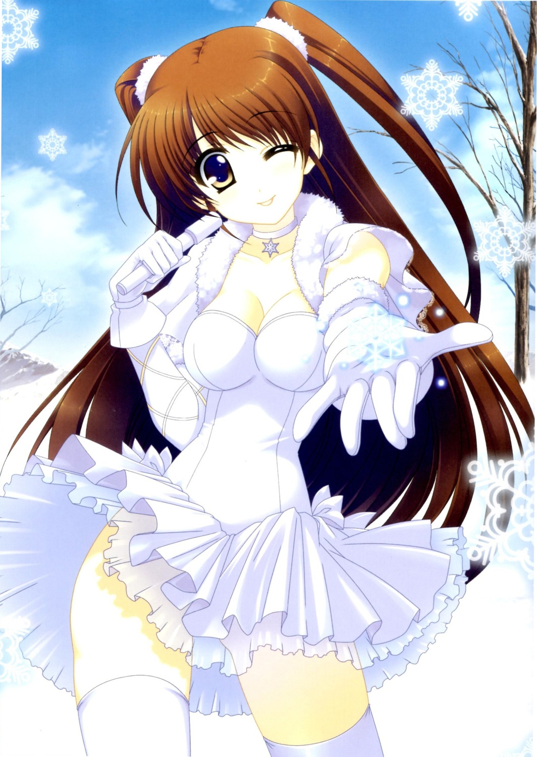 cleavage, higa_yukari, ogiso_setsuna, thighhighs, white_album, white_album_2