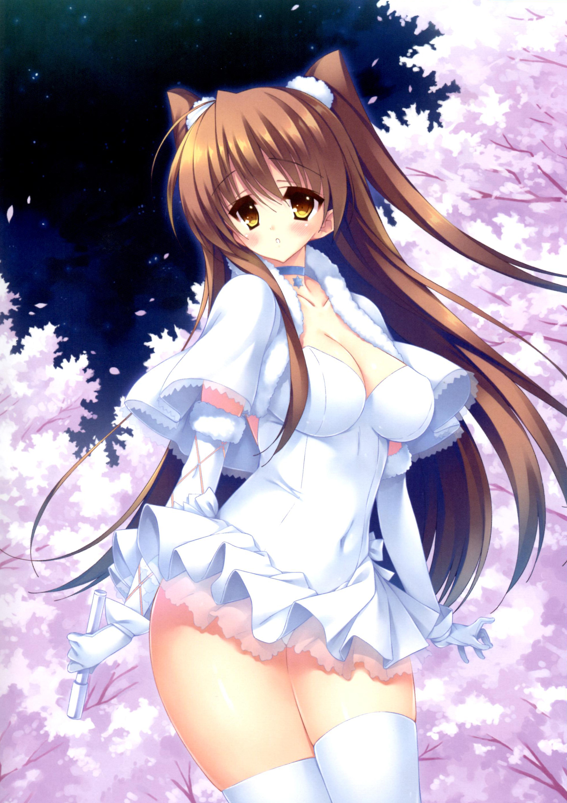 cleavage, dress, munyuu, ogiso_setsuna, pantsu, thighhighs, white_album, white_album_2