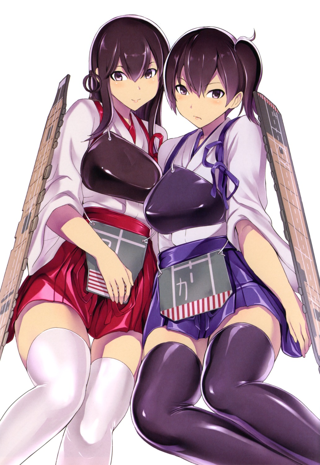 akagi_(kancolle), dairiseki, hakaba, kaga_(kancolle), kantai_collection, thighhighs