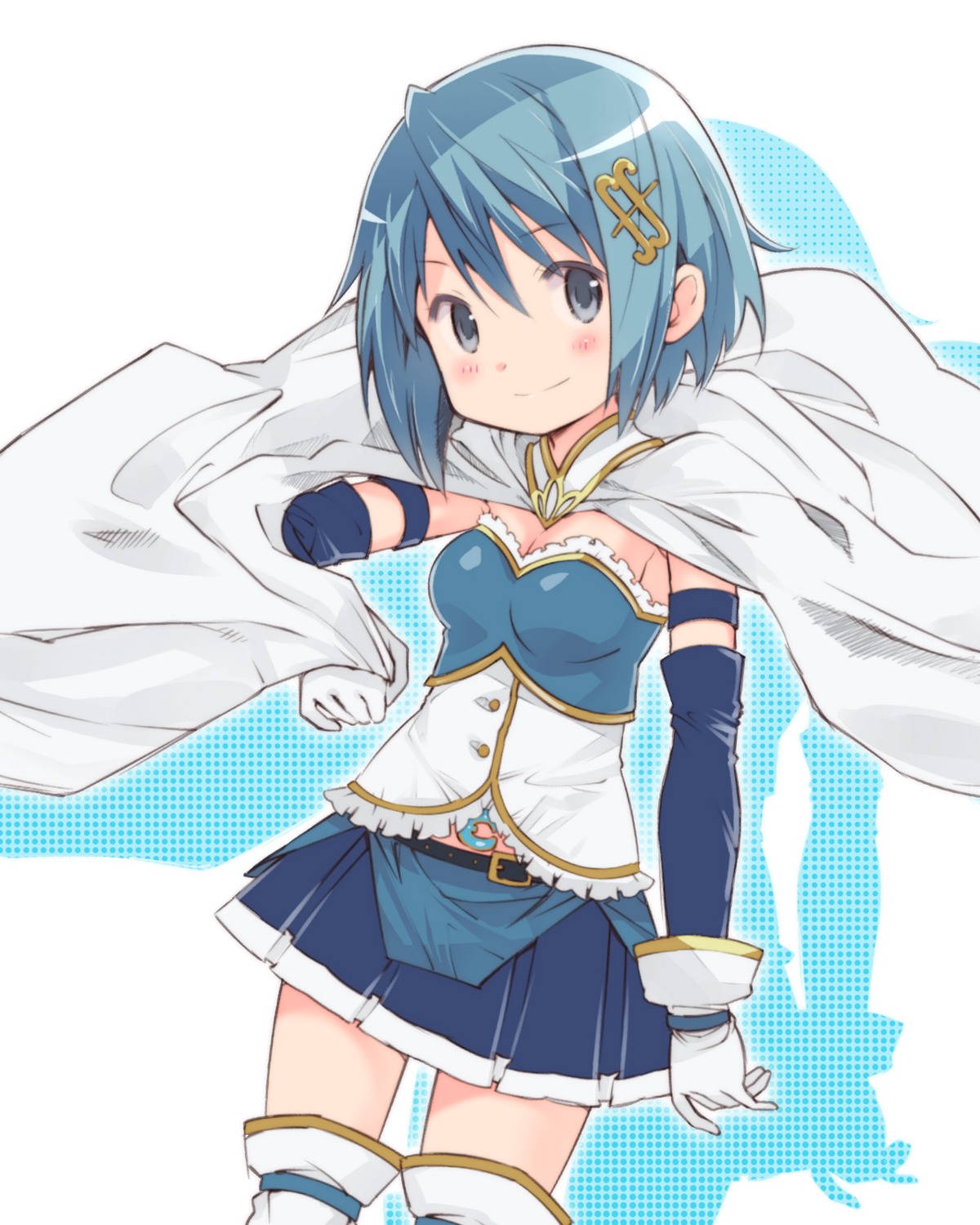 cleavage, mahou_shoujo_madoka_magica, miki_sayaka, saeki_tatsuya, thighhighs, uniform
