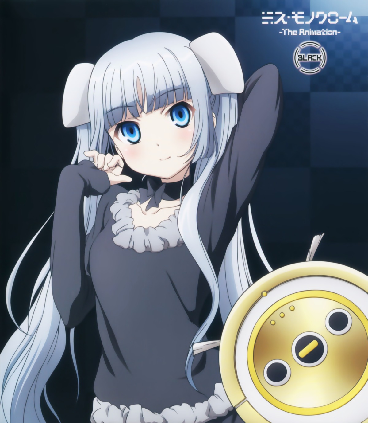 disc_cover, dress, miss_monochrome, miss_monochrome_(character), ruuchan