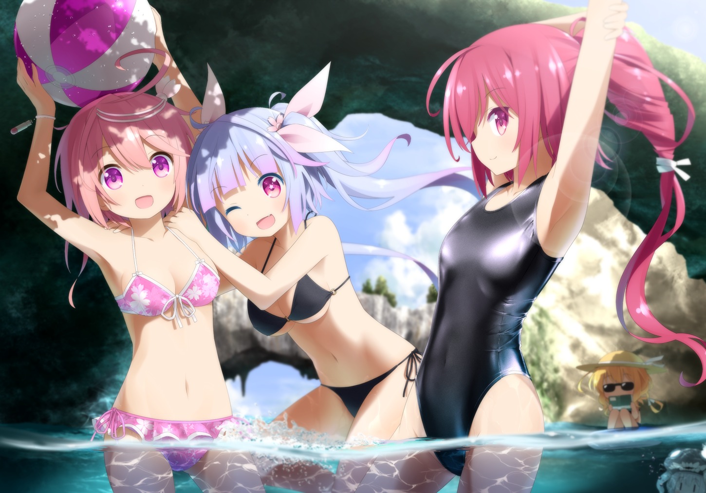 bikini, chibi, cleavage, haribote_(tarao), i-168_(kancolle), i-19_(kancolle), i-58_(kancolle), i-8_(kancolle)