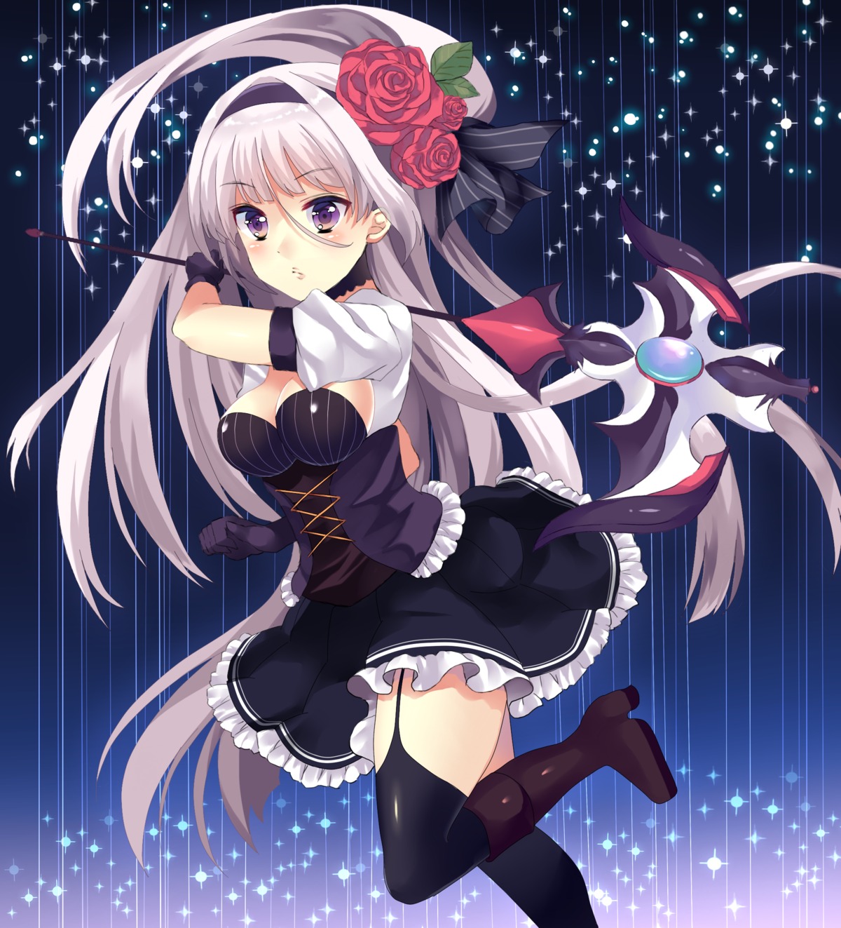 cleavage, dress, lyric, stockings, thighhighs