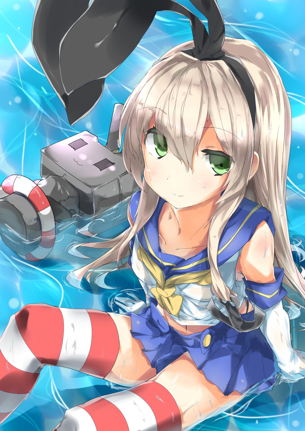 kantai_collection, nagisa_(imizogami), shimakaze_(kancolle), thighhighs, wet_clothes