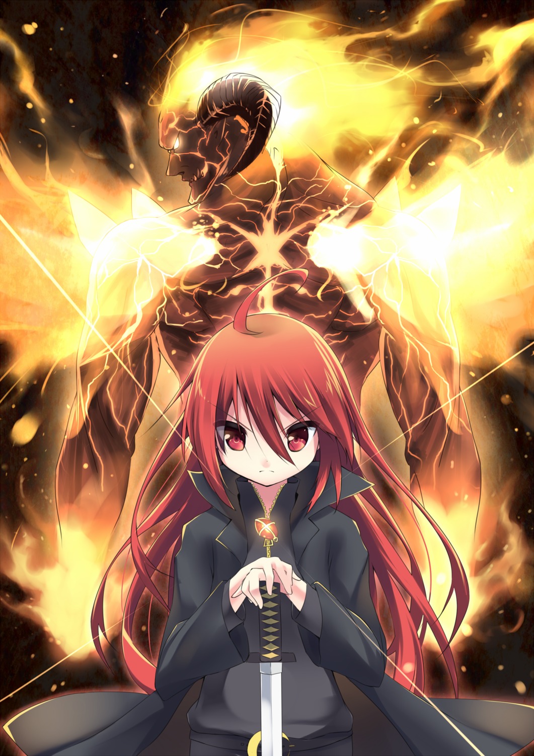 horns, makadamixa, shakugan_no_shana, shana, soru22, sword
