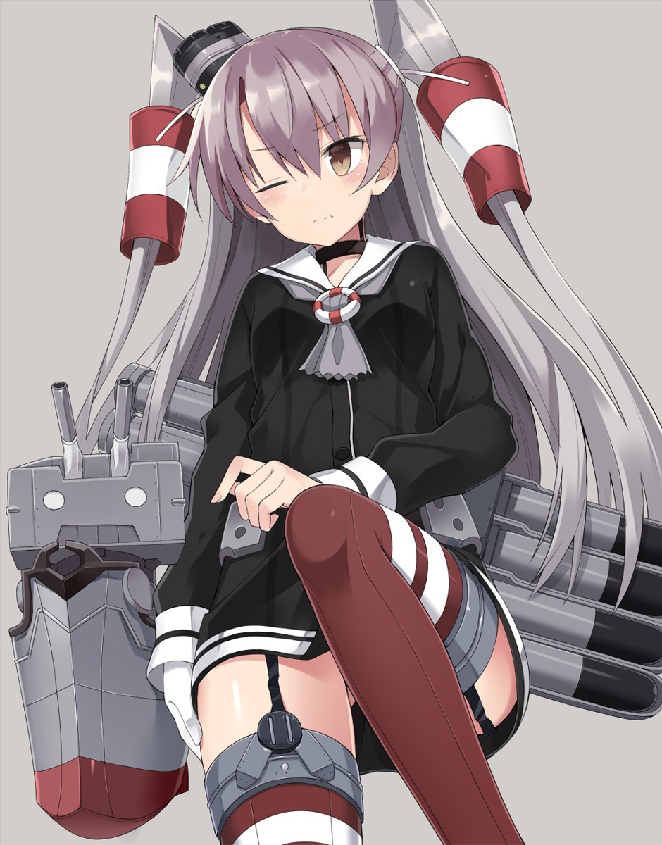 amatsukaze_(kancolle), kantai_collection, kuhotaka, rensouhou-chan, stockings, thighhighs