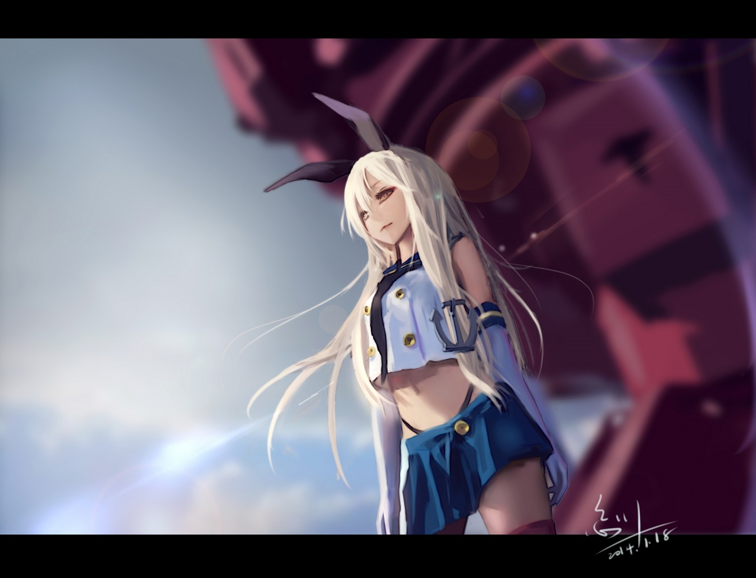 animal_ears, bunny_ears, hc, kantai_collection, seifuku, shimakaze_(kancolle), thong