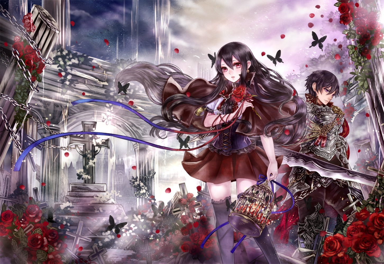 armor, haruci, sword, thighhighs