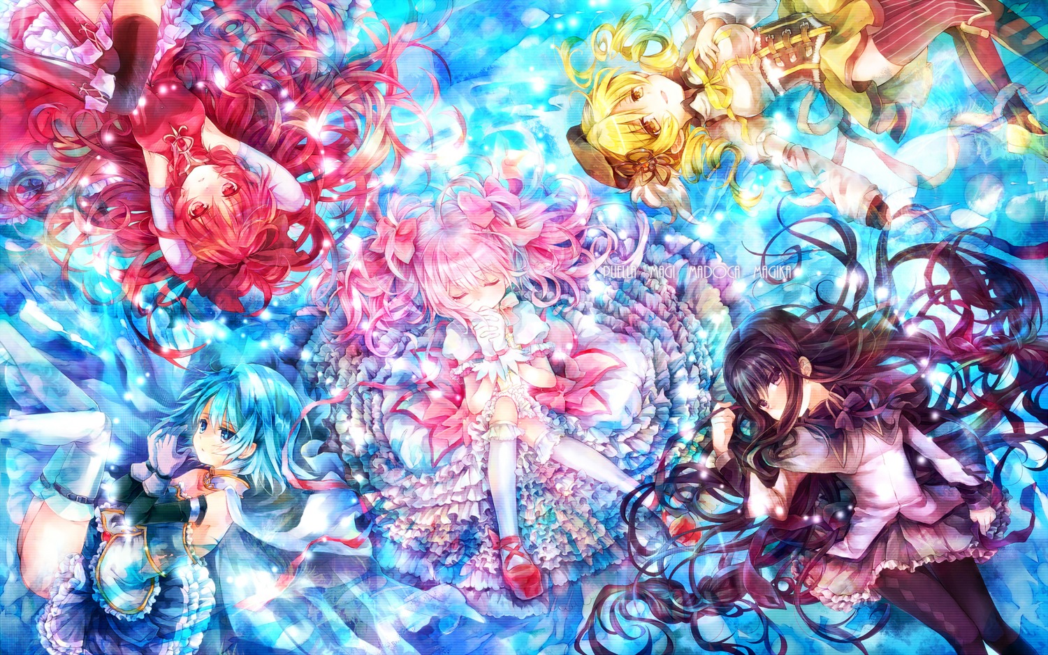 akemi_homura, kaname_madoka, mahou_shoujo_madoka_magica, miki_sayaka, sakura_kyouko, shigaraki_sarai, tomoe_mami