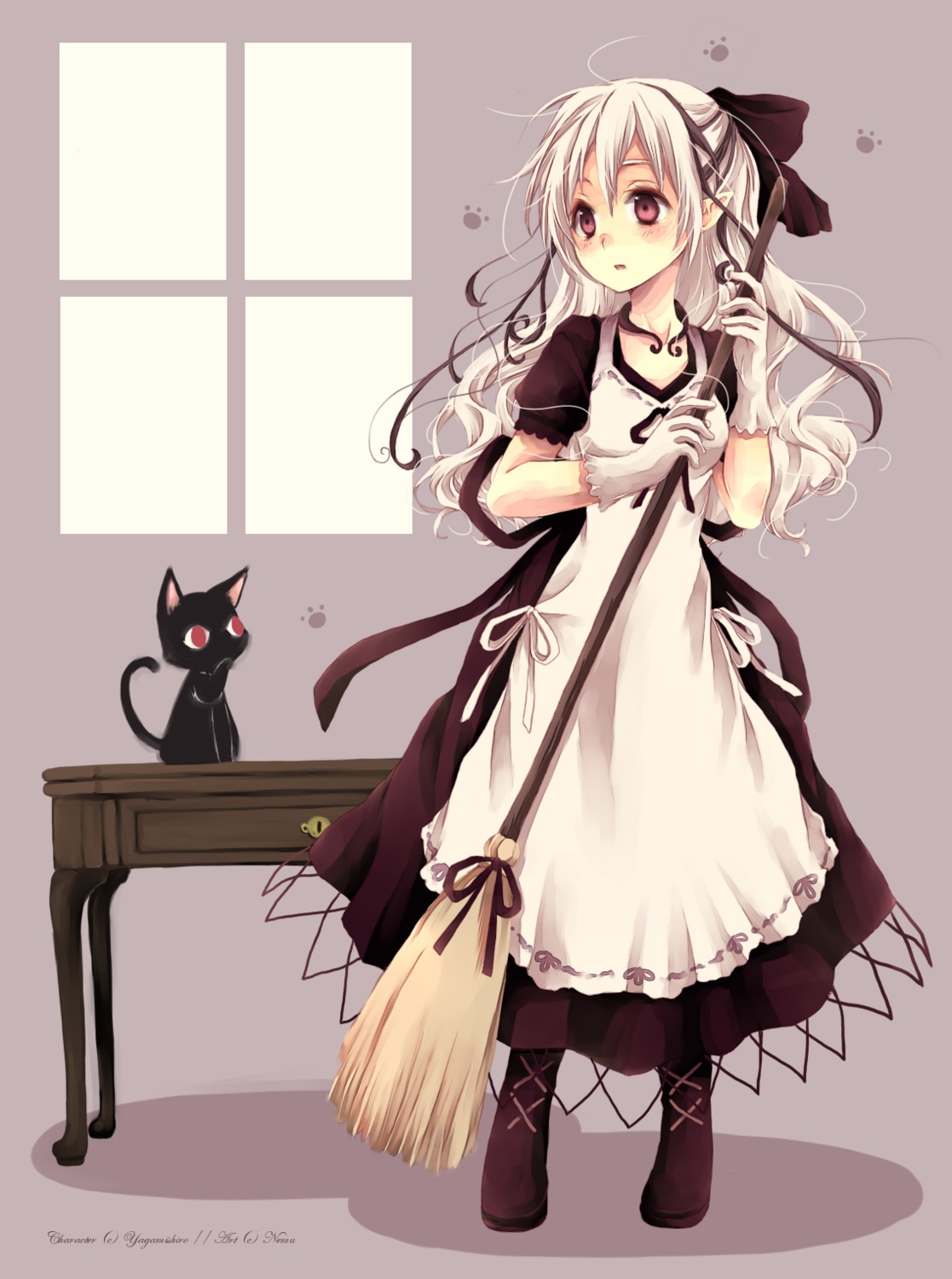 maid, neko, nemurou, pointy_ears