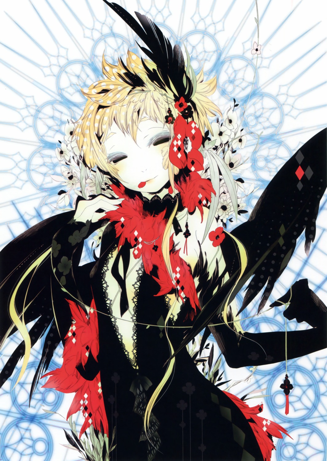 dress, karasu, wings