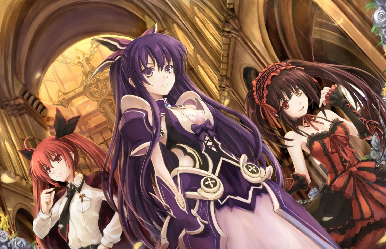 date_a_live, dress, gothic_lolita, heterochromia, itsuka_kotori, lolita_fashion, pepsimen, tokisaki_kurumi, yatogami_tooka