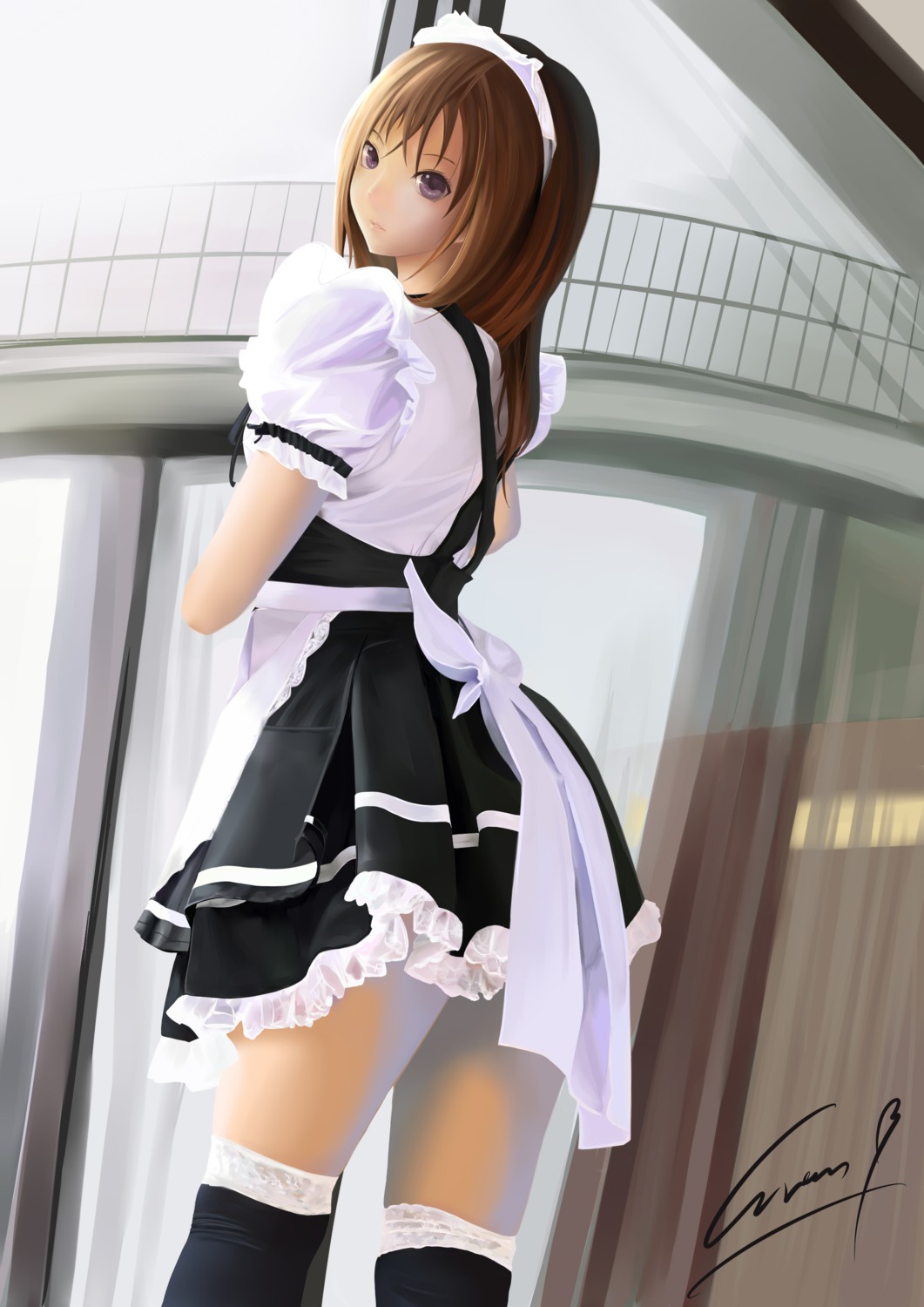 evan_yang, maid, thighhighs