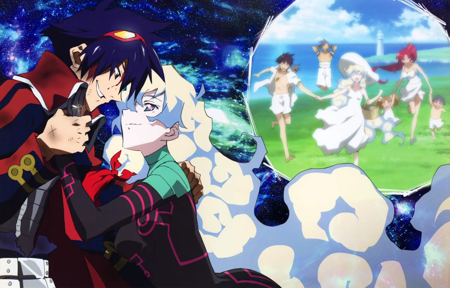 bodysuit, dress, kamina, motomura_kouichi, nia, simon, summer_dress, tengen_toppa_gurren_lagann