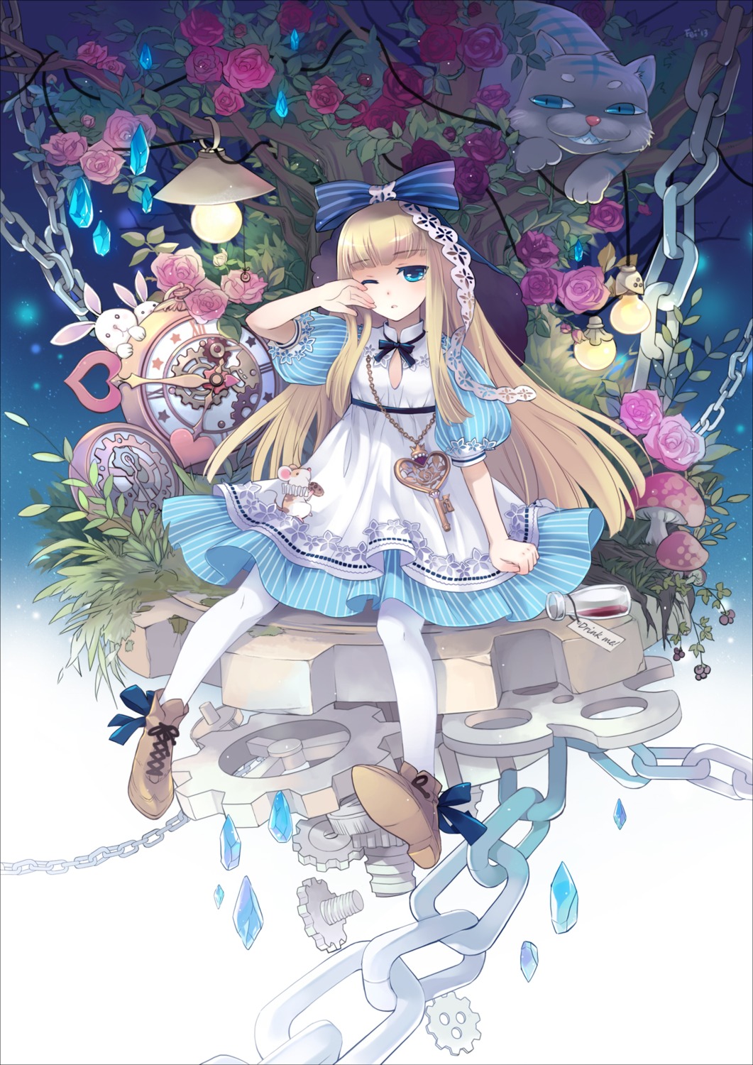 alice, alice_in_wonderland, dress, feiwing, pantyhose