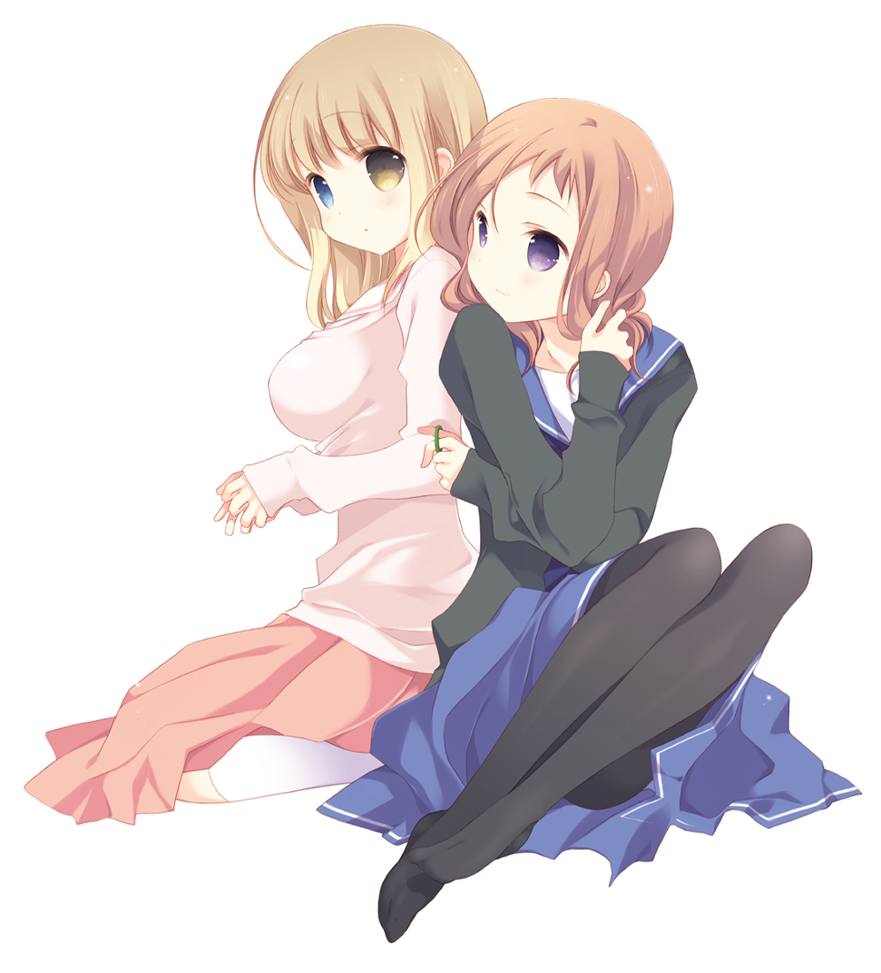 fukuji_mihoko, heterochromia, pantyhose, saki, seifuku, takei_hisa, tokumi_yuiko
