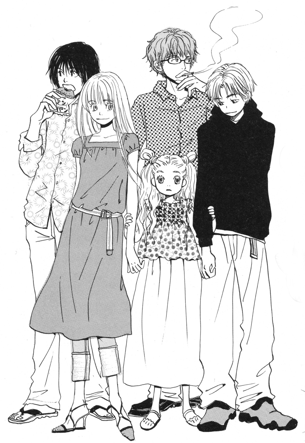 hanamoto_hagumi, honey_and_clover, mayama_takumi, monochrome, morita_shinobu, takemoto_yuuta, umino_chica, yamada_ayumi