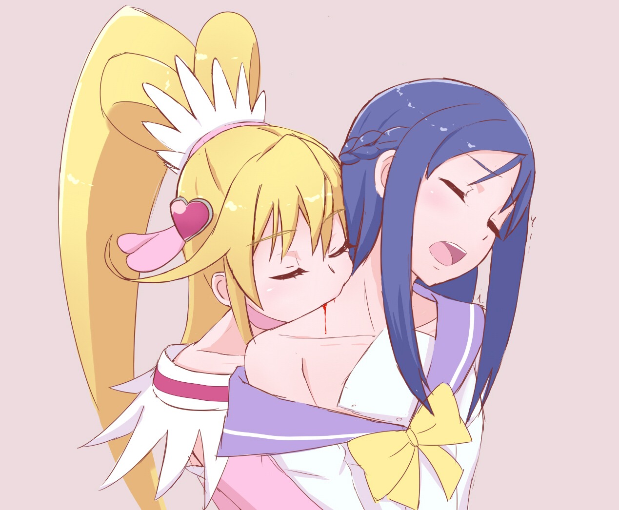 aida_mana, blood, dokidoki!_precure, hishikawa_rikka, precure, seifuku, unpale, yuri