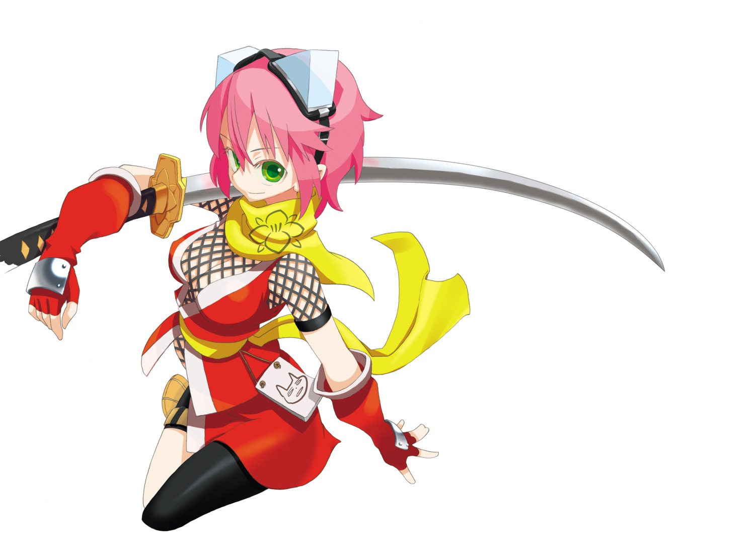 cleavage, fishnets, izuna, legend_of_the_unemployed_ninja, ninja, sword, tagme