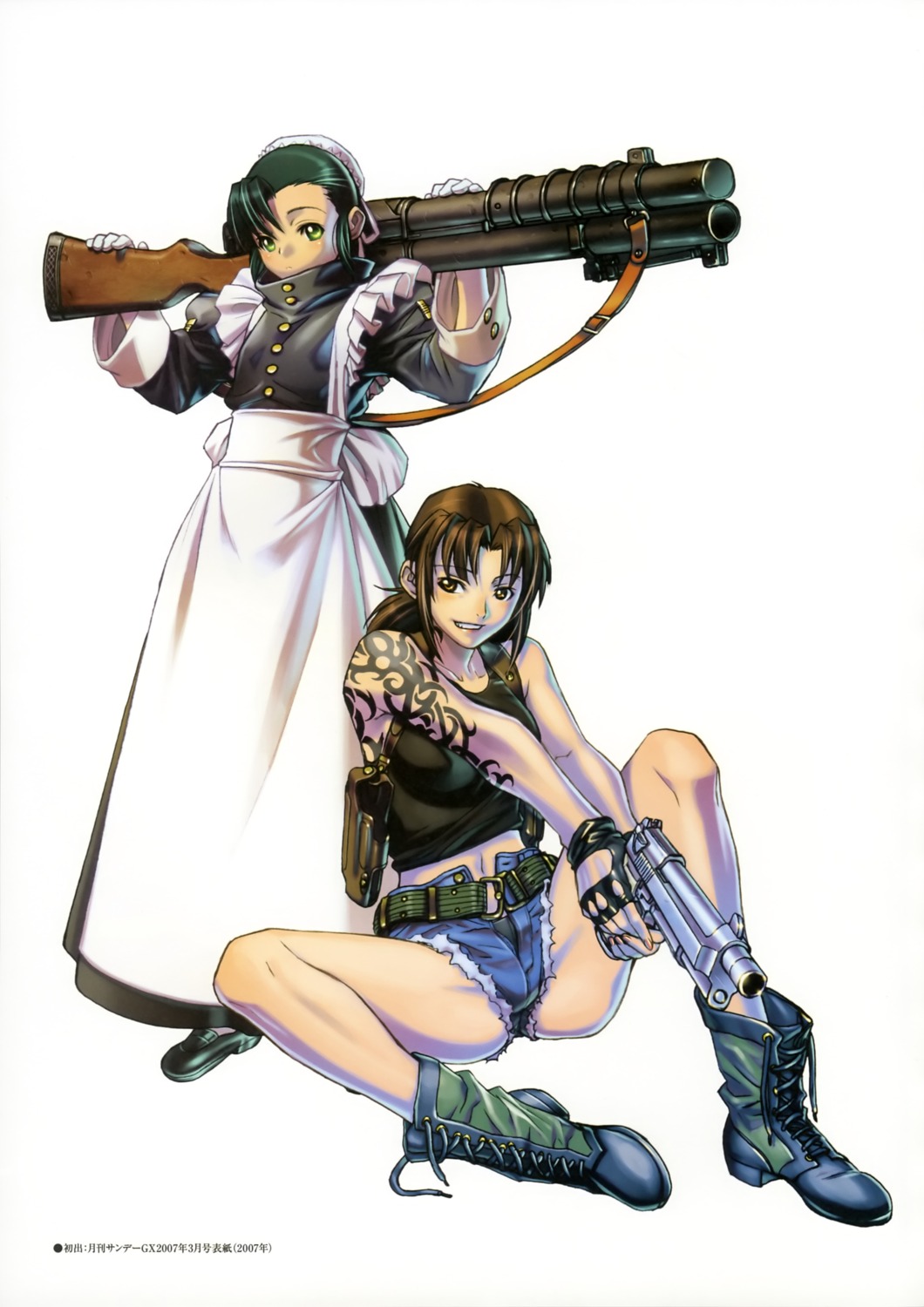 black_lagoon, fabiola_iglesias, gun, hiroe_rei, maid, revy, tattoo