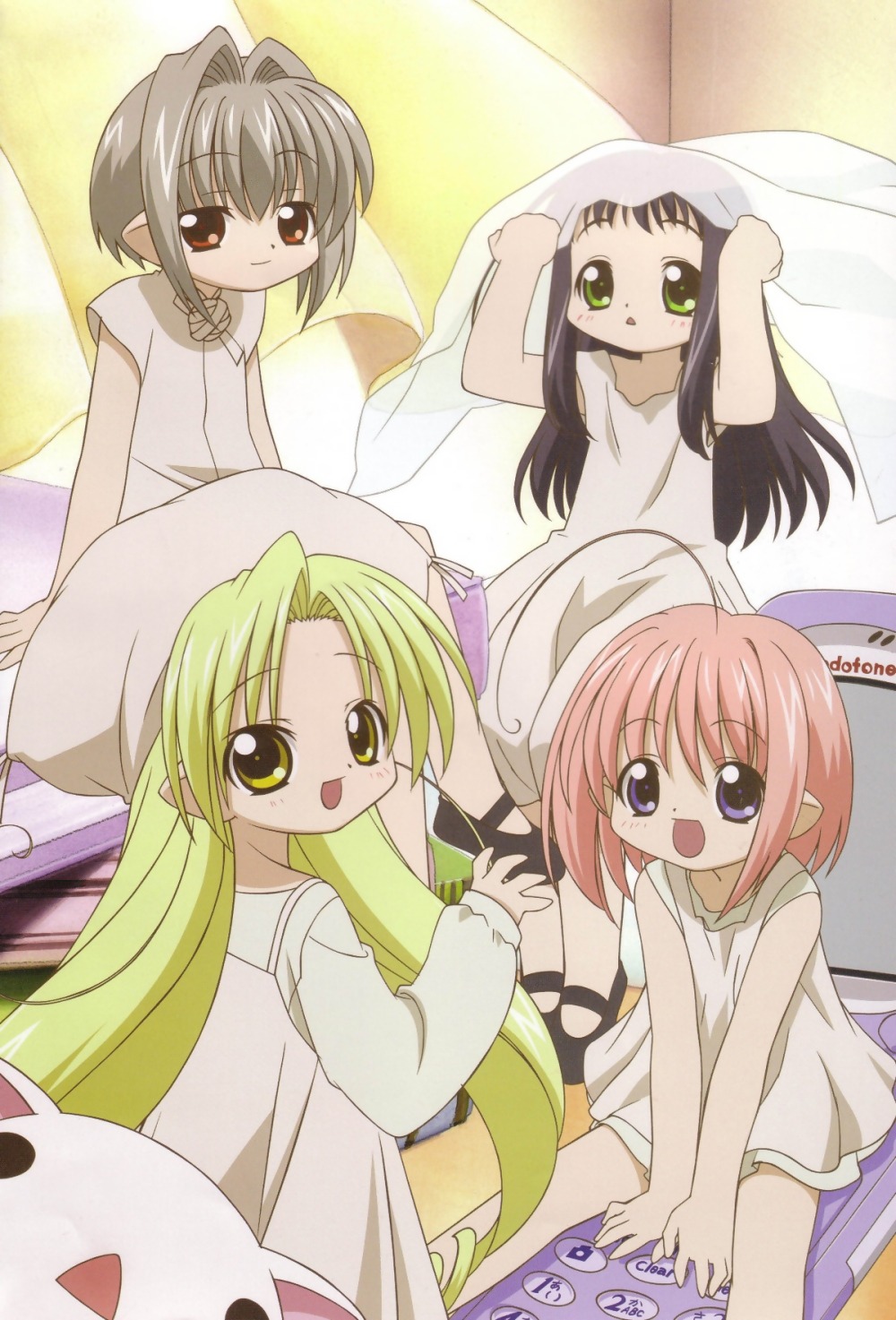 bottle_fairy, chiriri, dress, fairy, hororo, kururu, neko, oboro_(bottle_fairy)