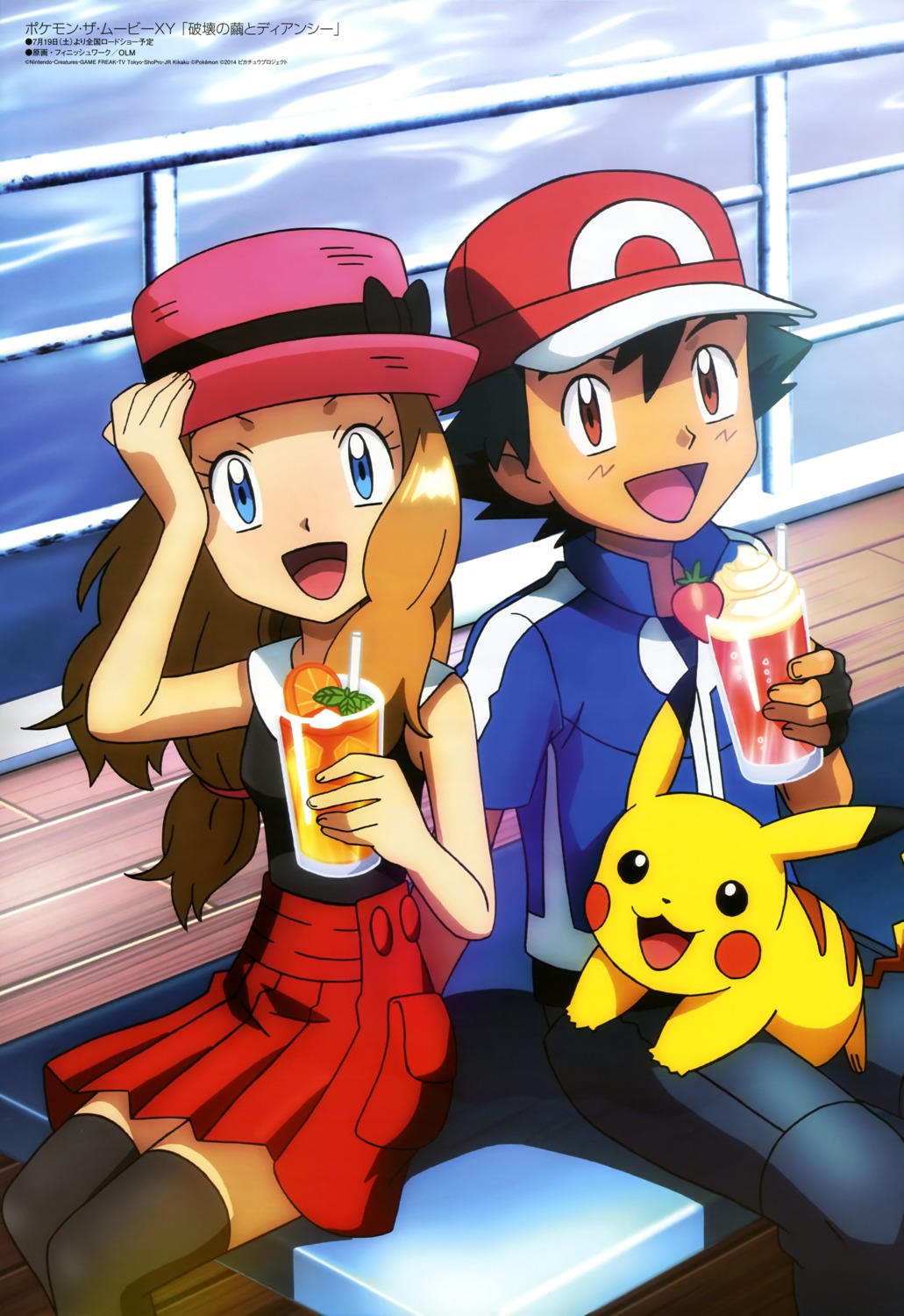 pikachu, pokemon, pokemon_xy, satoshi_(pokemon), serena_(pokemon), thighhighs
