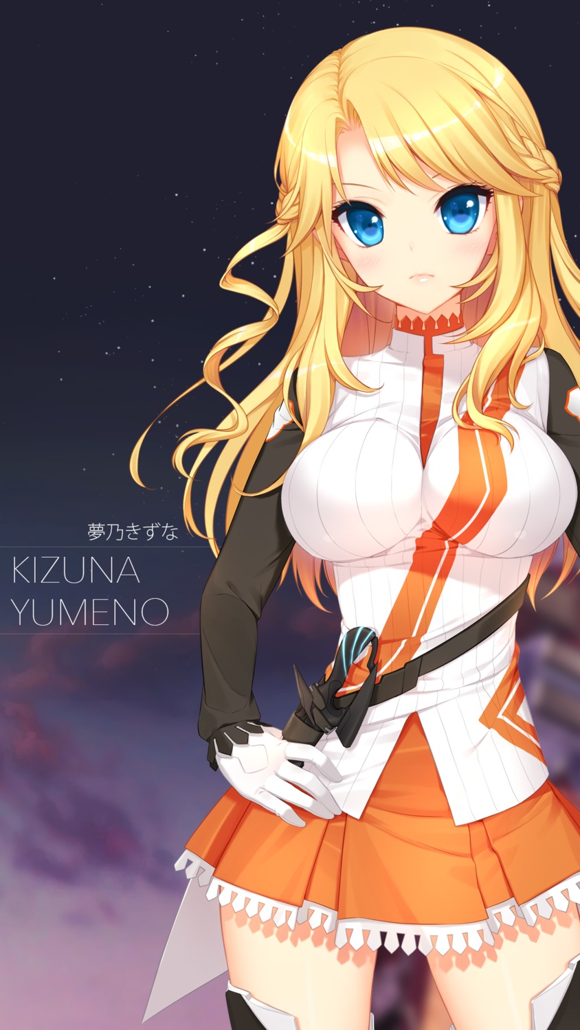culture_japan, dmyo, kizuna_yumeno, thighhighs, uniform, weapon