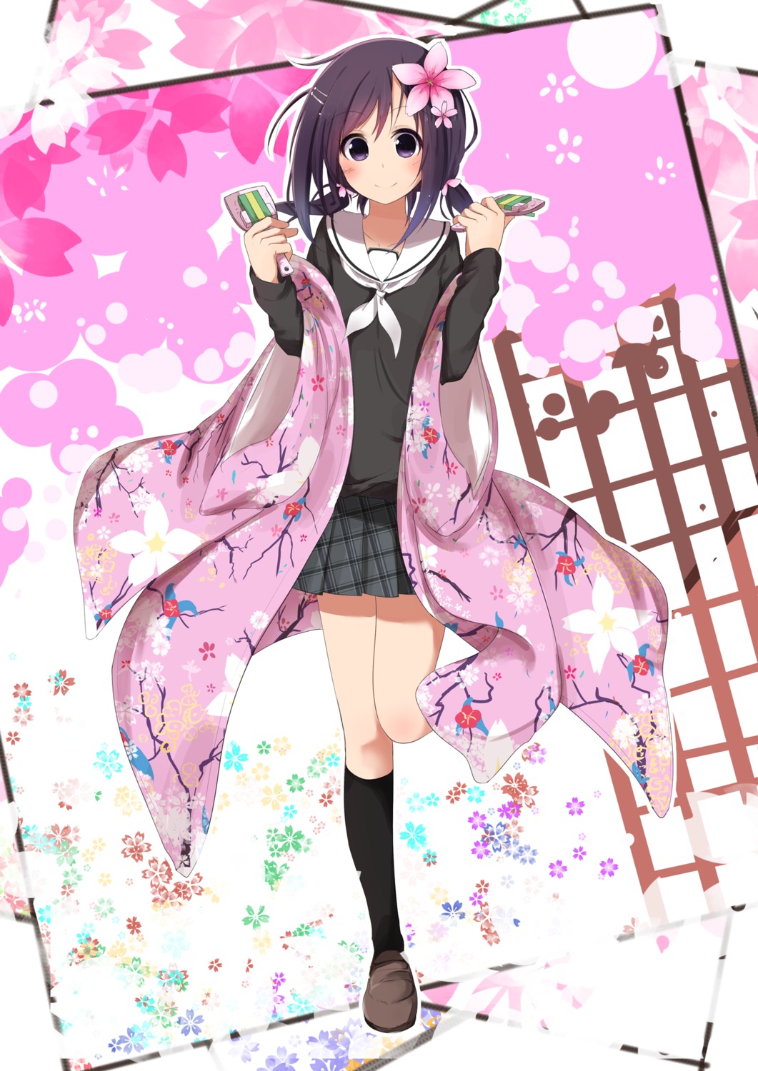 hanayamata, japanese_clothes, sasahara_wakaba, seifuku, sekiya_naru