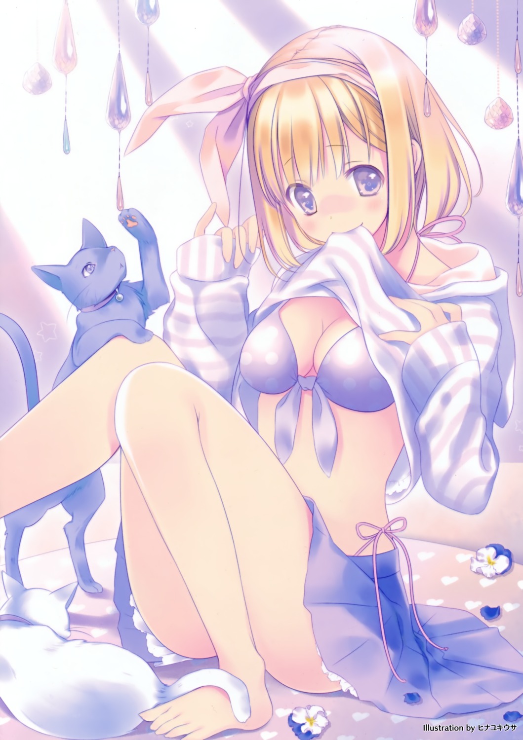 bra, cleavage, hinayuki_usa, neko, shirt_lift