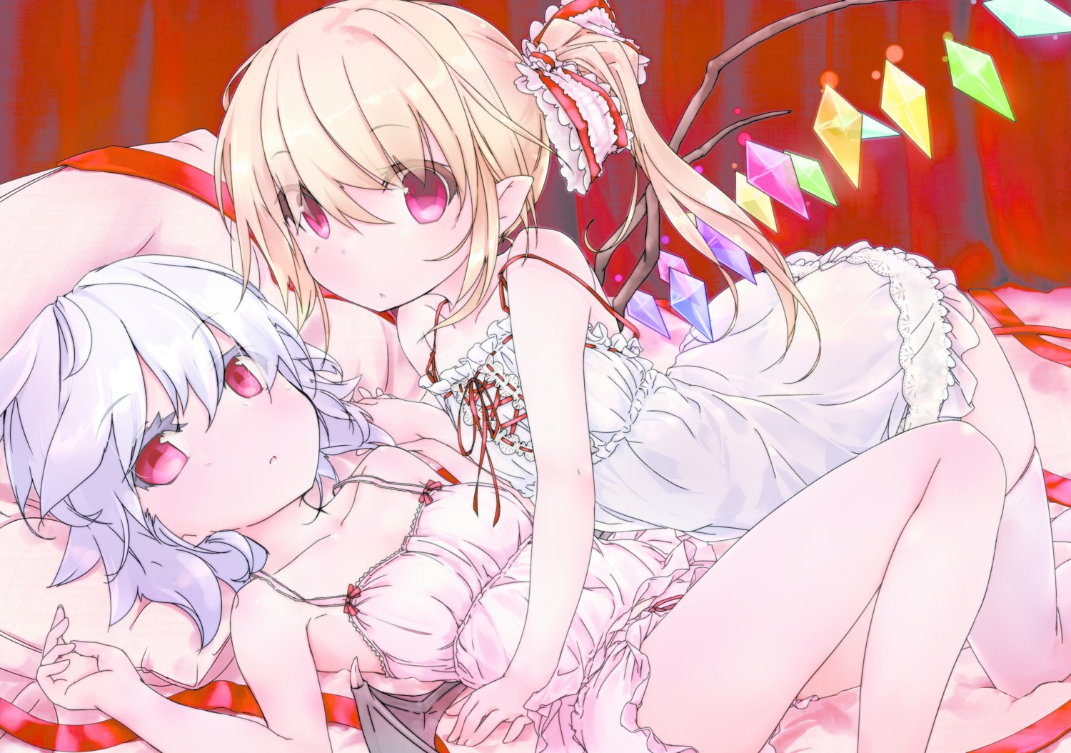 ayuya_naka_no_hito, flandre_scarlet, remilia_scarlet, touhou, wings, yuri