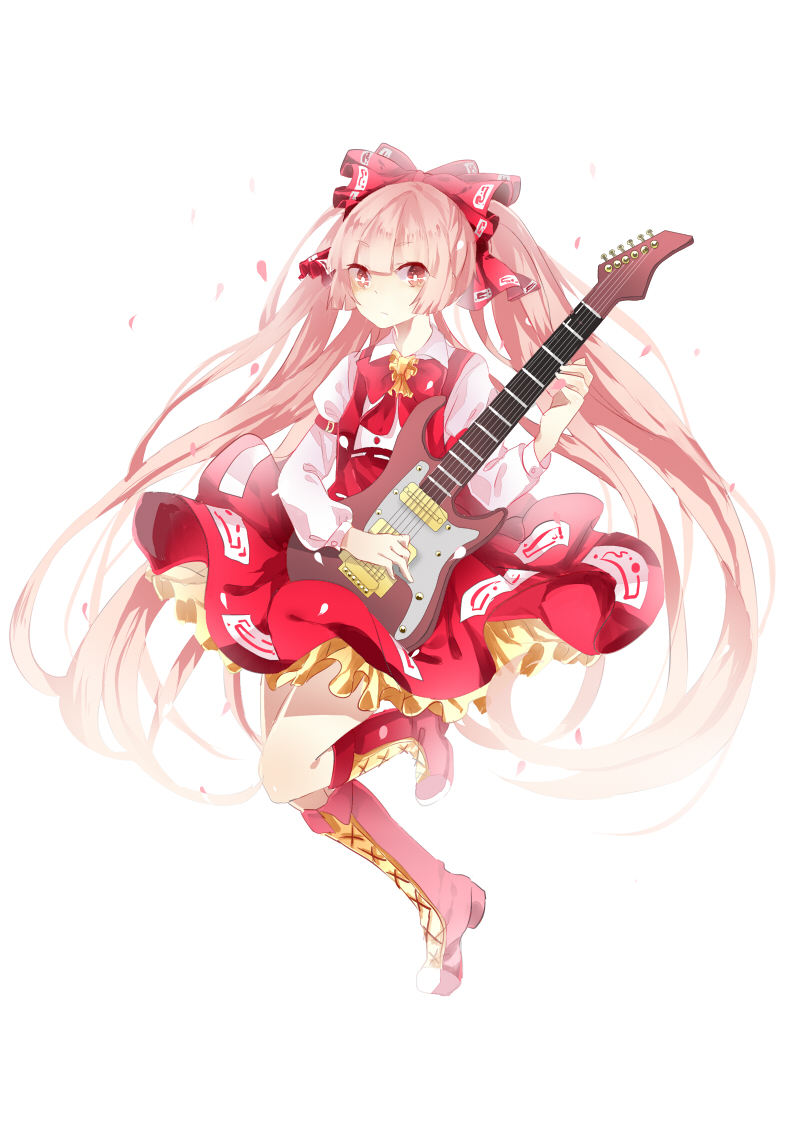 fujiwara_no_mokou, guitar, hammer_(sunset_beach), paana_(artist), touhou