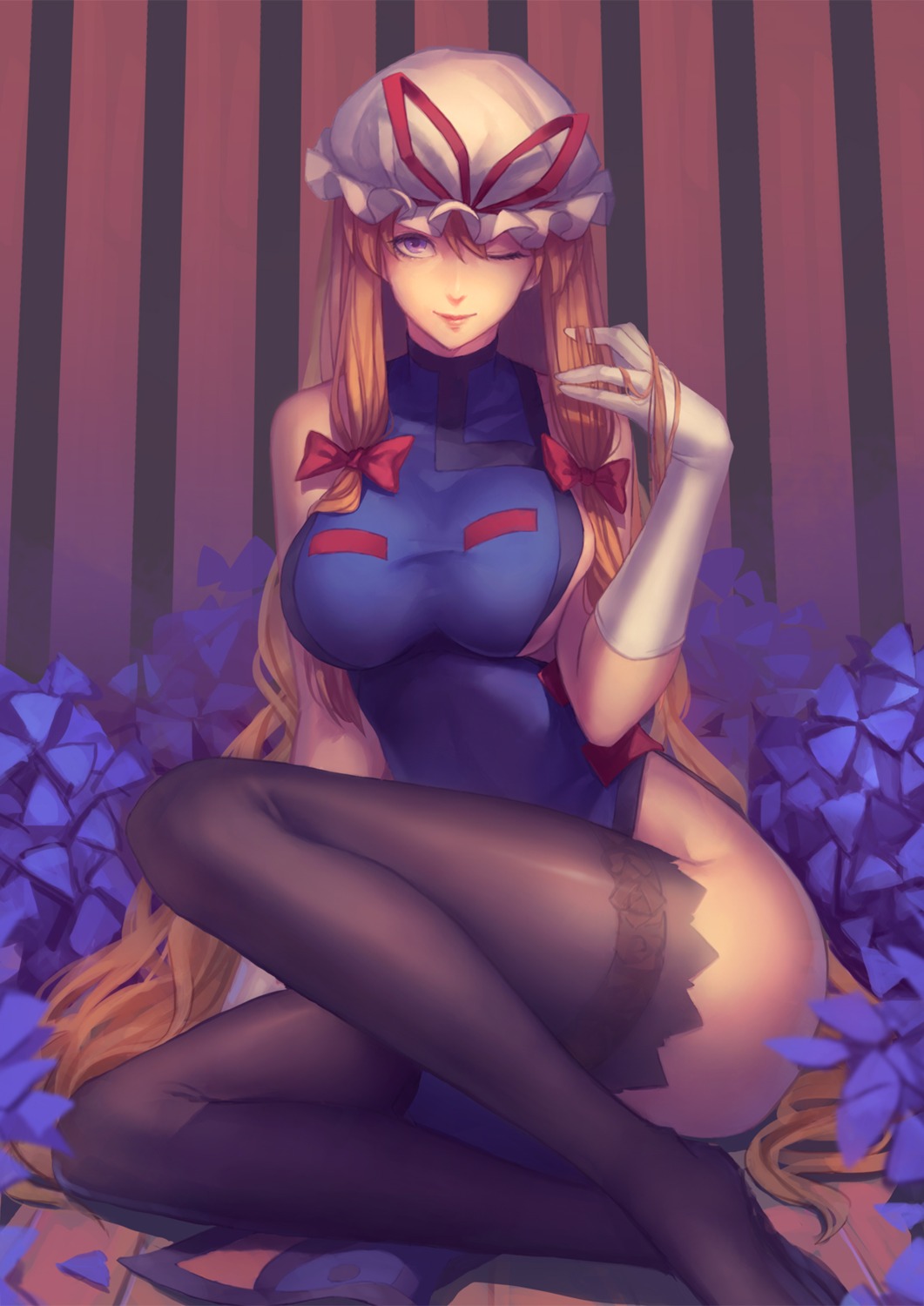 liuli, thighhighs, touhou, yakumo_yukari