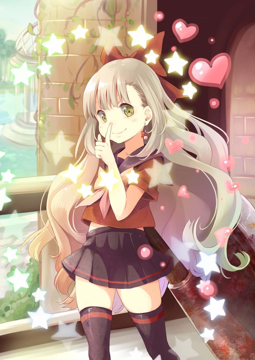 hpflower, mayu_(vocaloid), seifuku, thighhighs, vocaloid