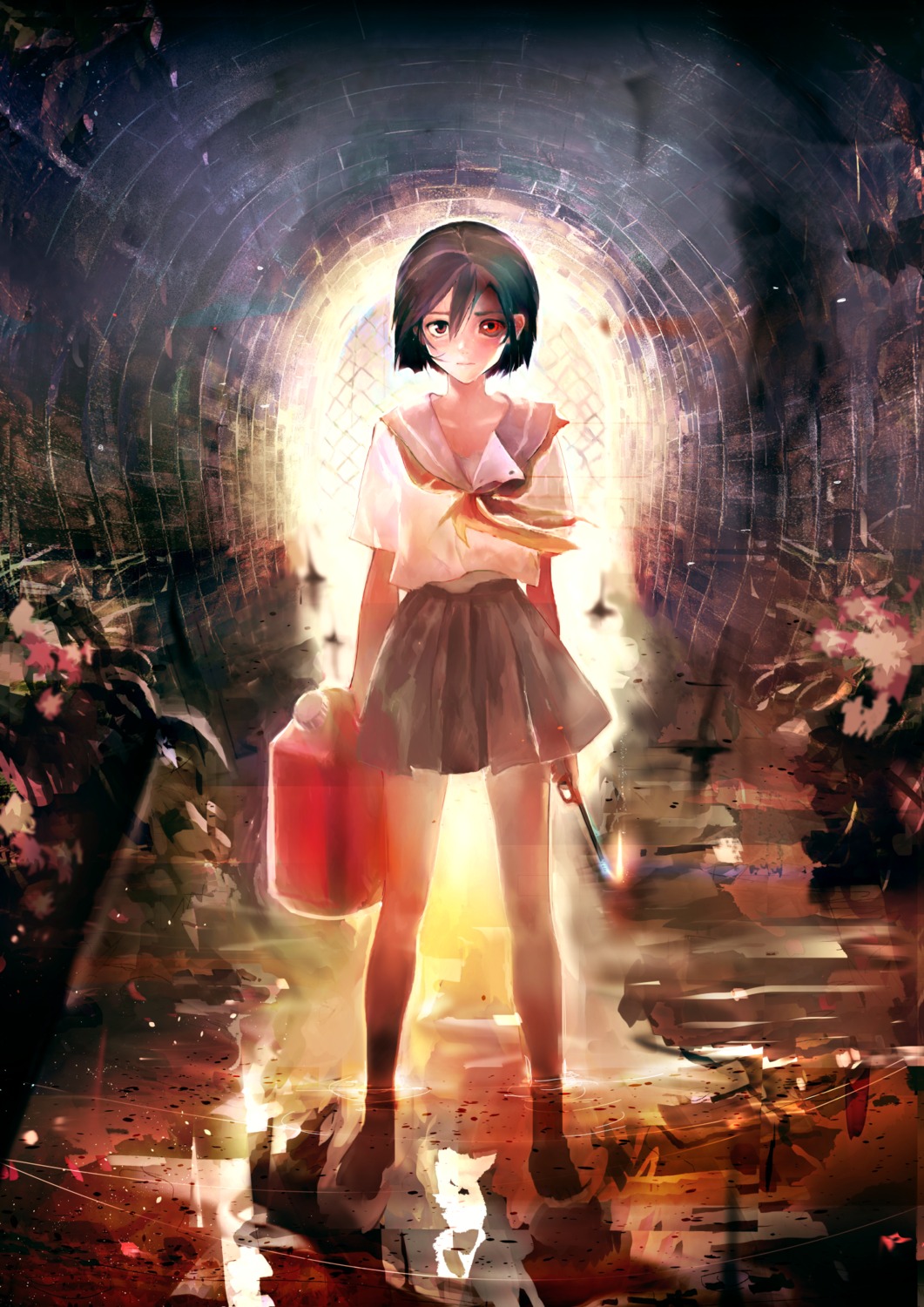 heterochromia, seifuku, tsuruma_ikada