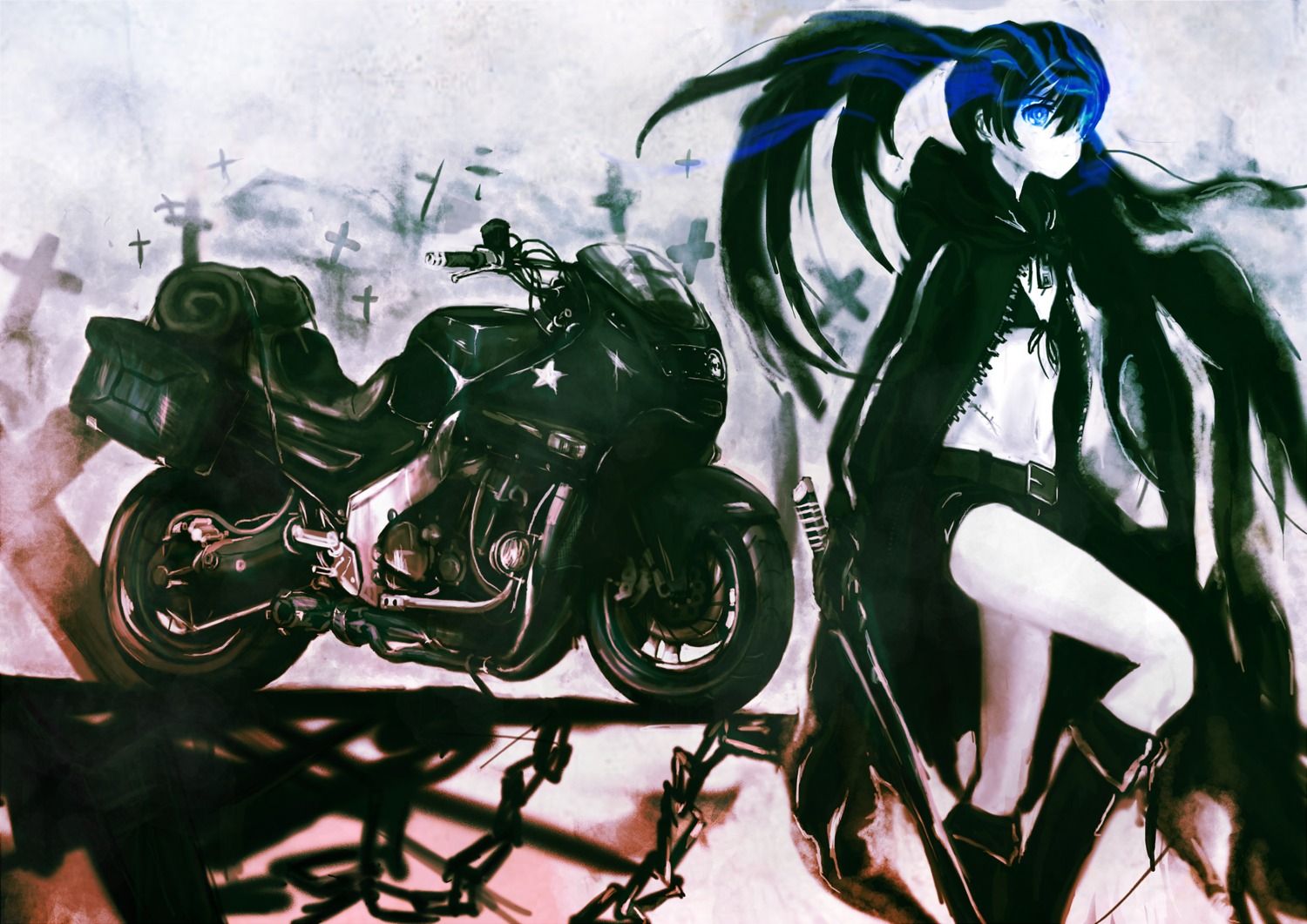 bikini_top, black_rock_shooter, black_rock_shooter_(character), swimsuits, thrux, vocaloid