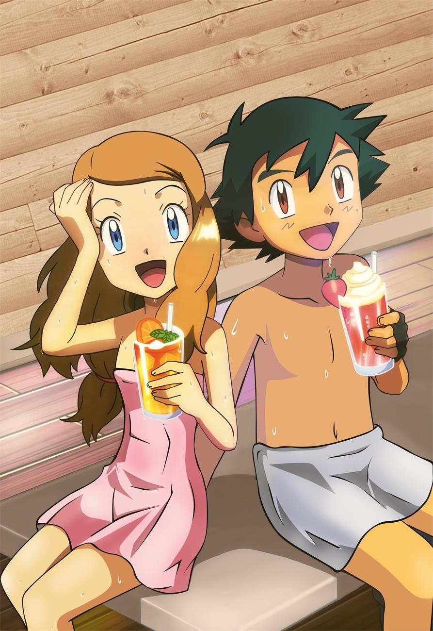 pokemon, pokemon_xy, satoshi_(pokemon), serena_(pokemon), towel