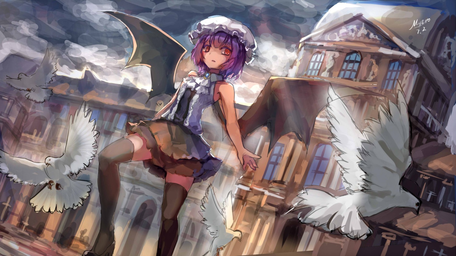 myero, remilia_scarlet, thighhighs, touhou, wings