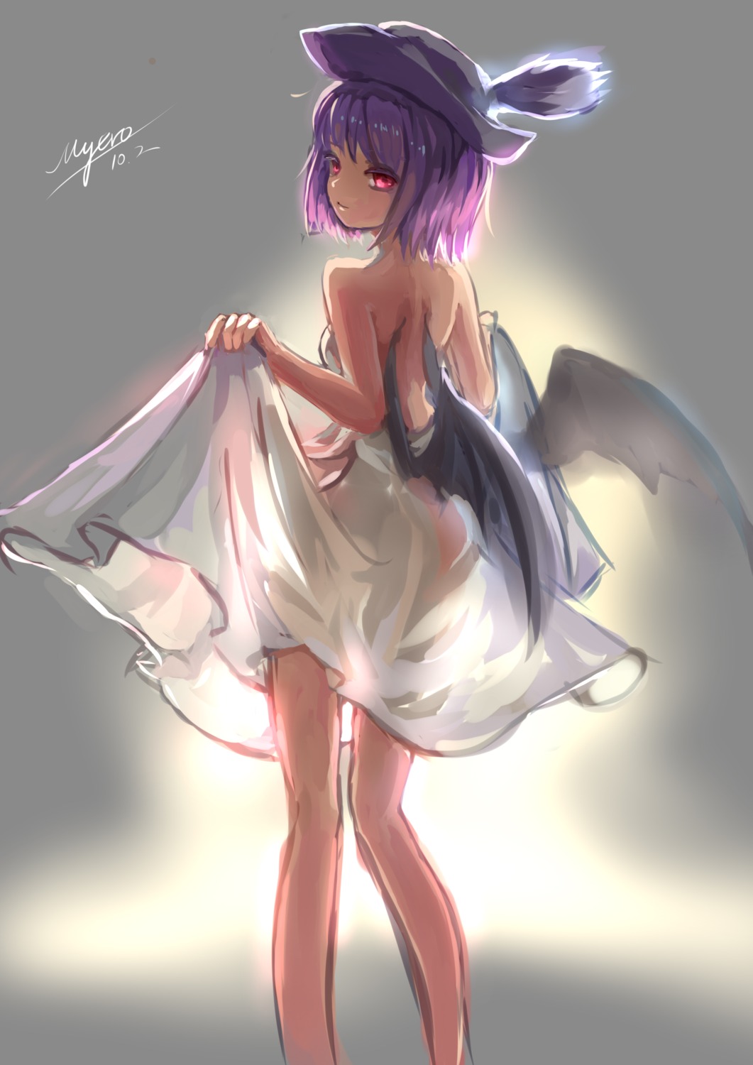 dress, myero, remilia_scarlet, skirt_lift, touhou, wings