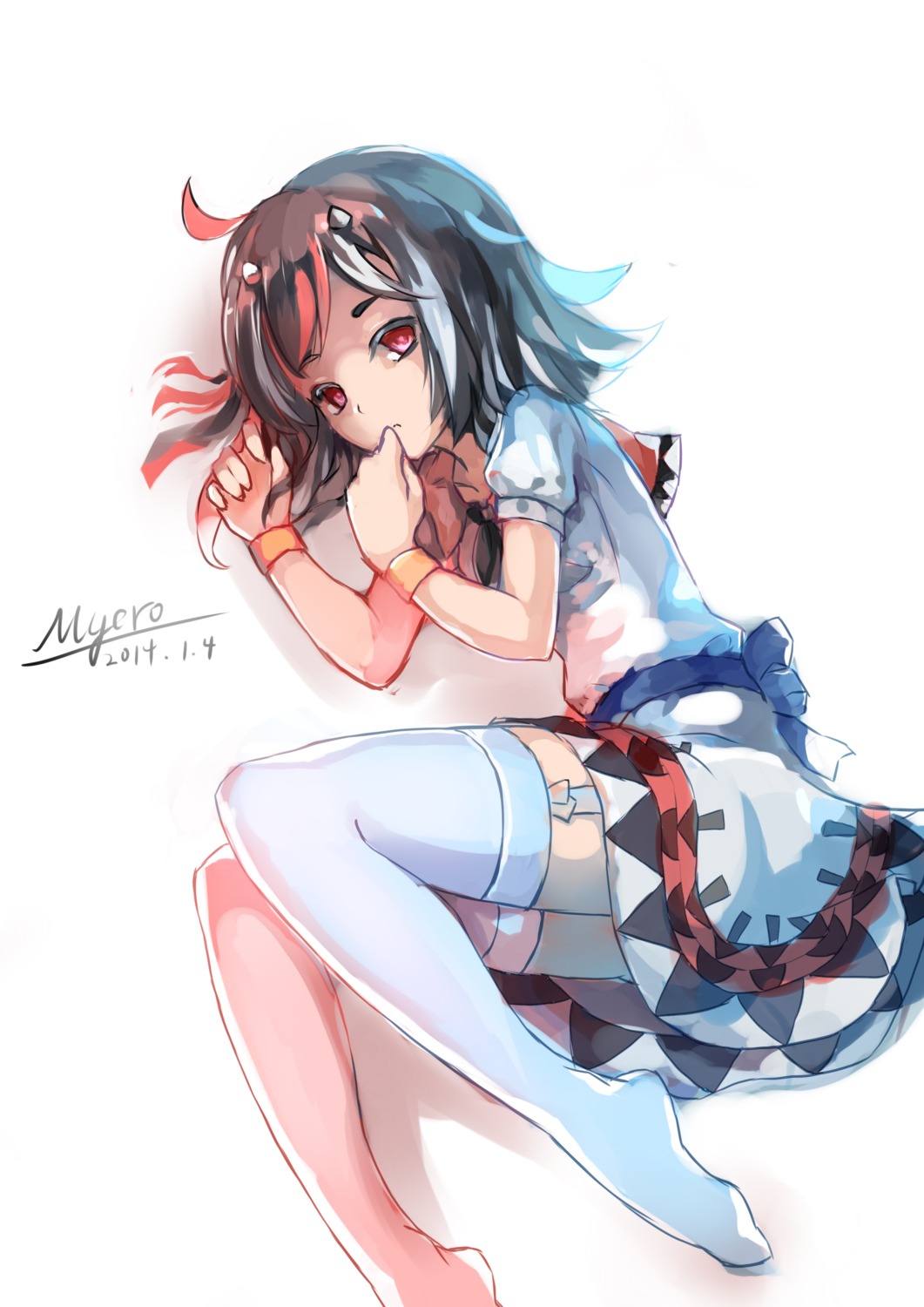 dress, horns, kijin_seija, myero, thighhighs, touhou