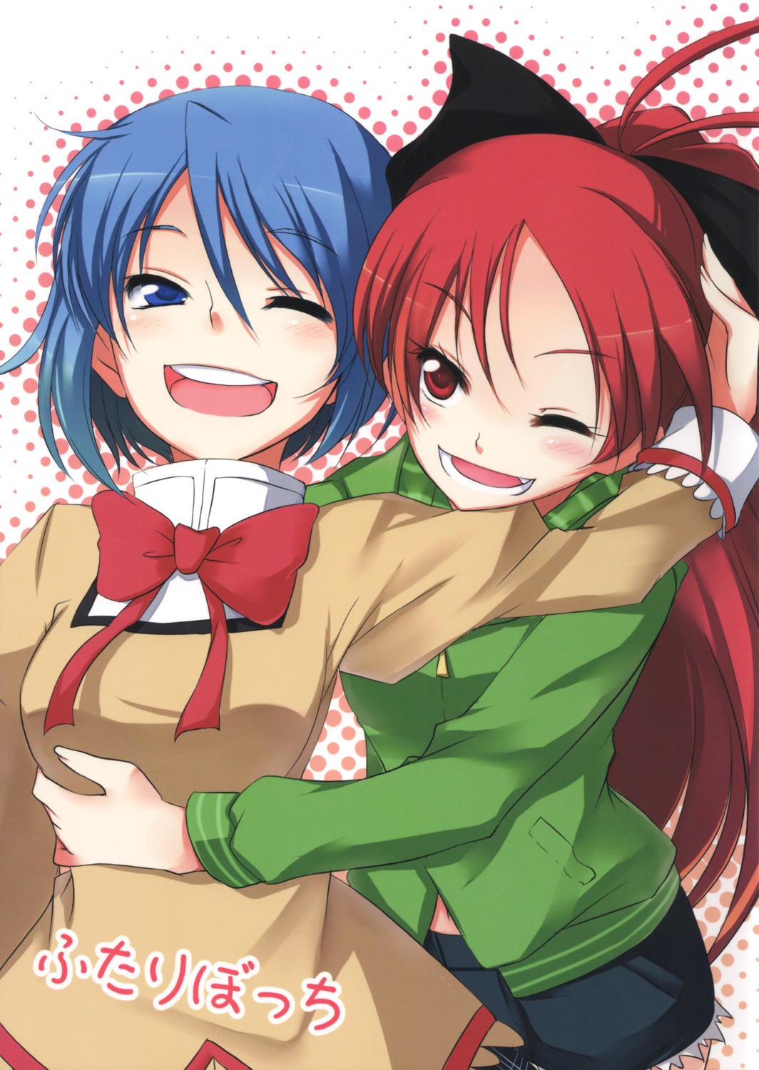 hirase_yuu, mahou_shoujo_madoka_magica, miki_sayaka, sakura_kyouko, seifuku, yuri