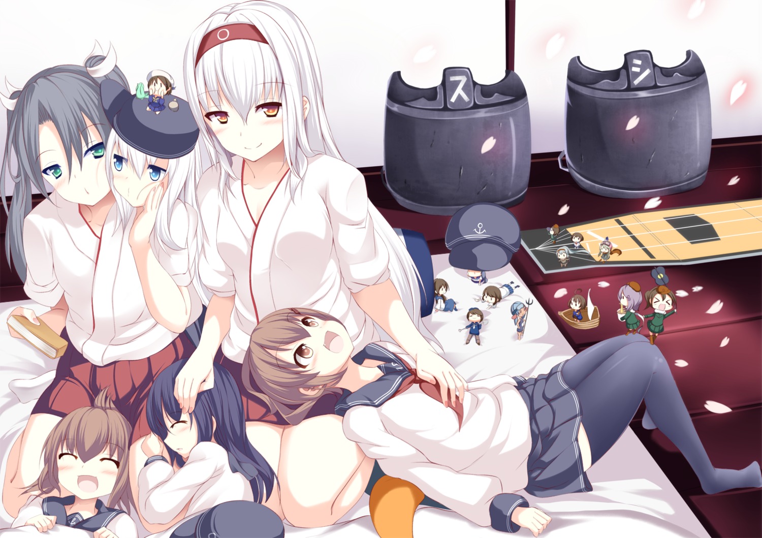 akatsuki_(kancolle), atuuy, chibi, hibiki_(kancolle), ikazuchi_(kancolle), inazuma_(kancolle), kantai_collection, shoukaku_(kancolle)