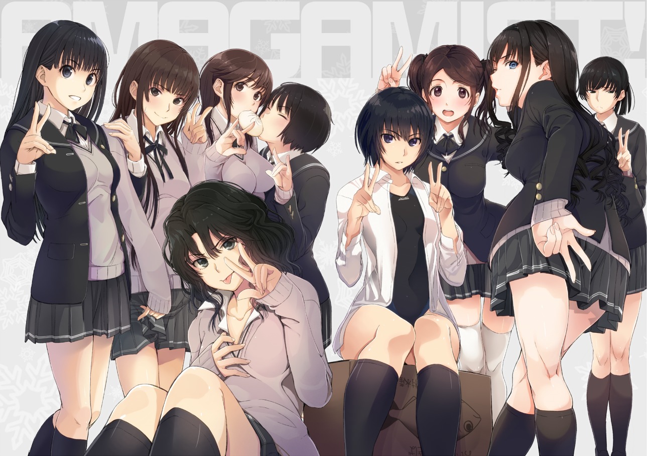 amagami, ayatsuji_tsukasa, morishima_haruka, nakata_sae, nanasaki_ai, open_shirt, sakurai_rihoko, santa, school_swimsuit, seifuku, swimsuits, tachibana_miya, tanamachi_kaoru