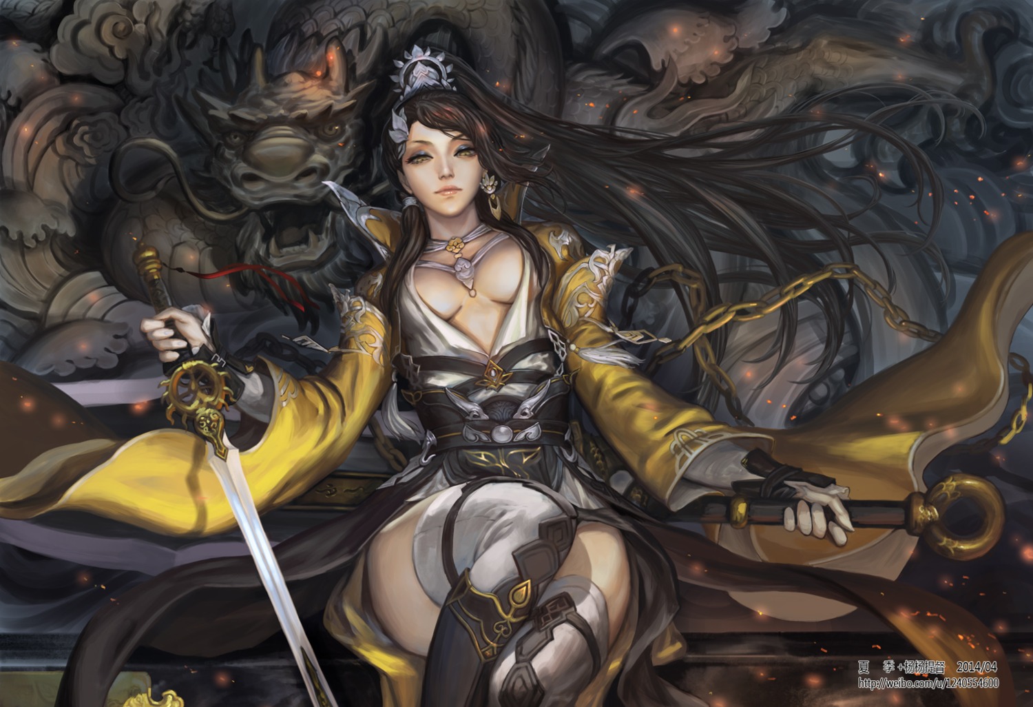 cleavage, no_bra, thighhighs, xiaji