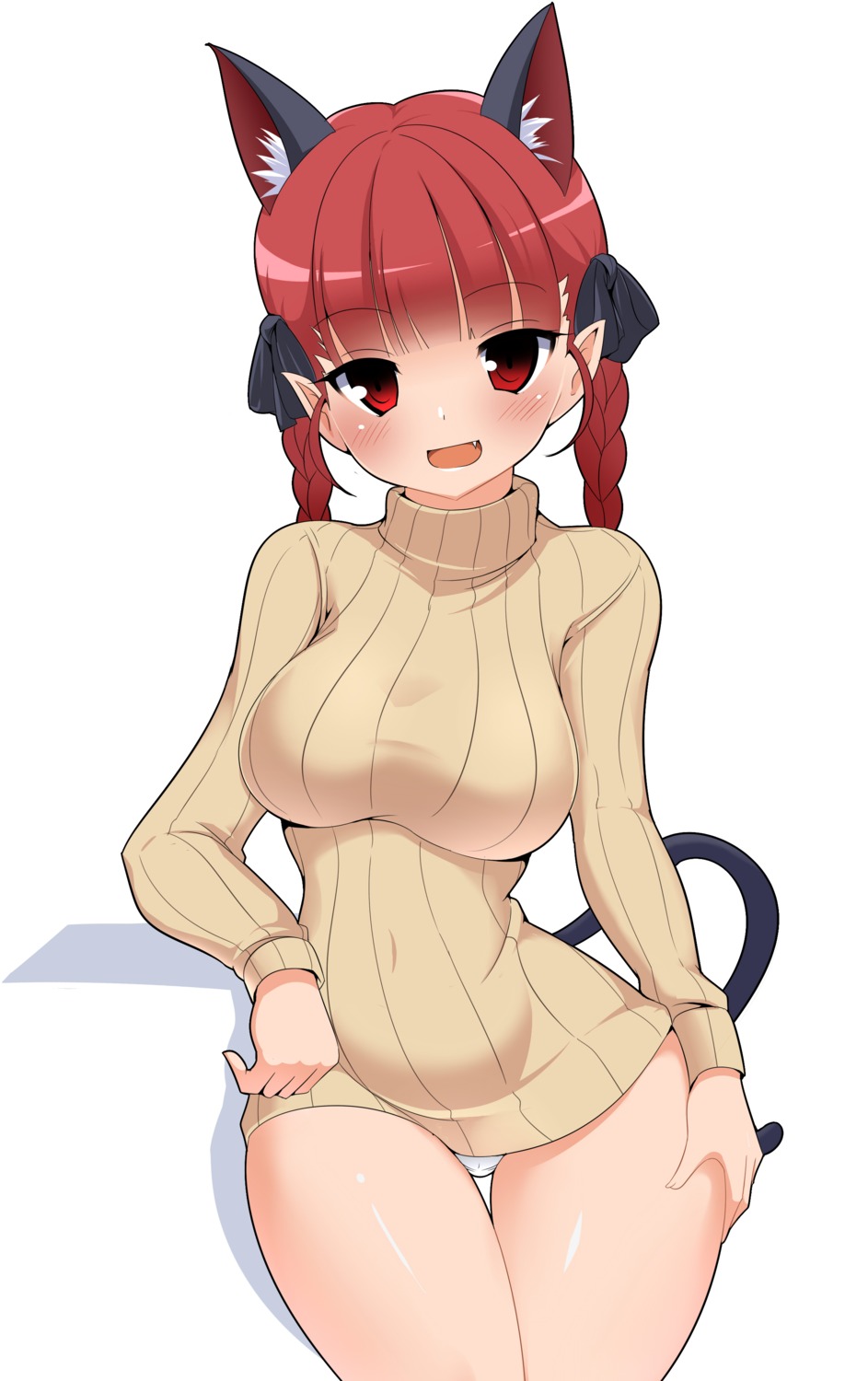animal_ears, kaenbyou_rin, kyokutou_hentai_samurai, nekomimi, pantsu, pointy_ears, tail, touhou