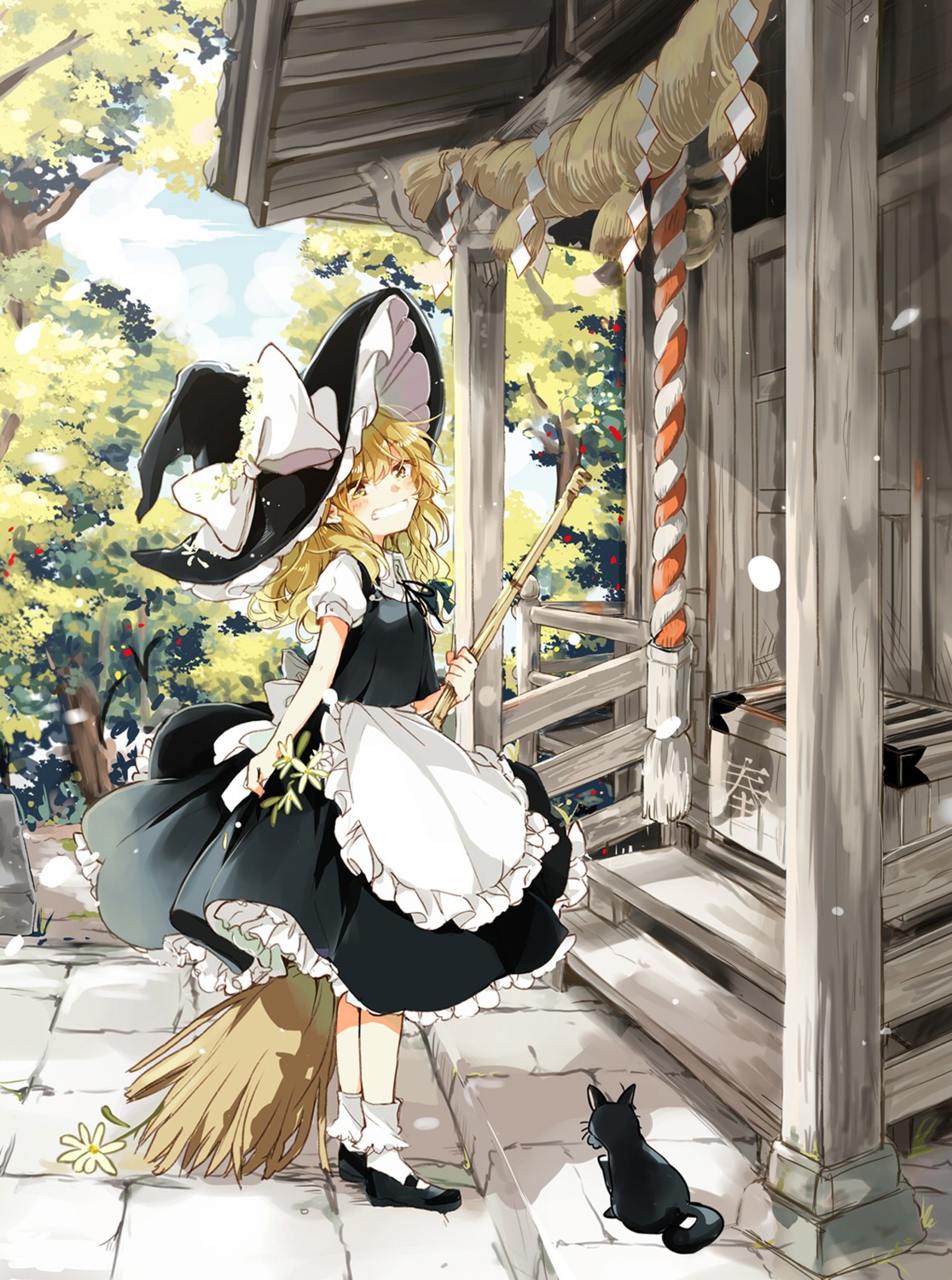 benisyake, kirisame_marisa, neko, touhou, witch